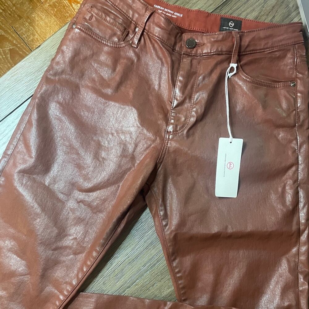 NWT Adriano Goldschmied Farrah midrise Skinny Ankle Jean leatherette red sz 30